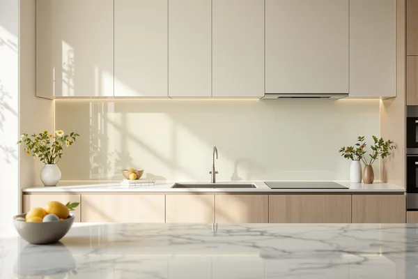 Crédence en verre laqué dans une cuisine design — Clarté Vitrerie