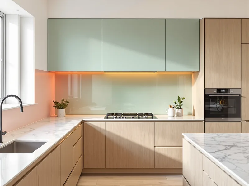 Crédence en verre laqué coloré dans une cuisine moderne — Clarté Vitrerie