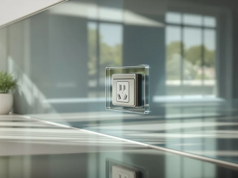 Détail de découpe de crédence autour d'une prise électrique — Clarté Vitrerie