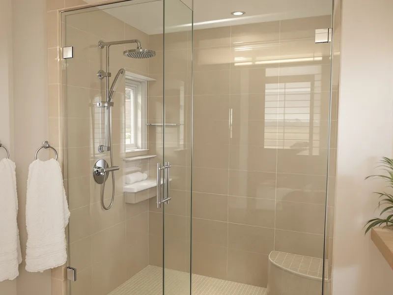 Douche à l'italienne avec paroi en verre clair — Clarté Vitrerie