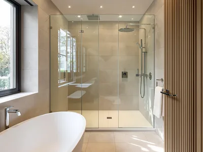 Paroi de douche en verre dépoli — Clarté Vitrerie