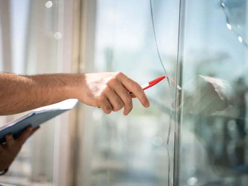 Vitrine de boutique élégante dans une rue suisse — Clarté Vitrerie