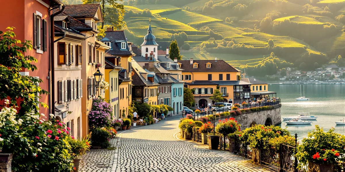 Vieille ville suisse au bord du lac Léman — Clarté Vitrerie